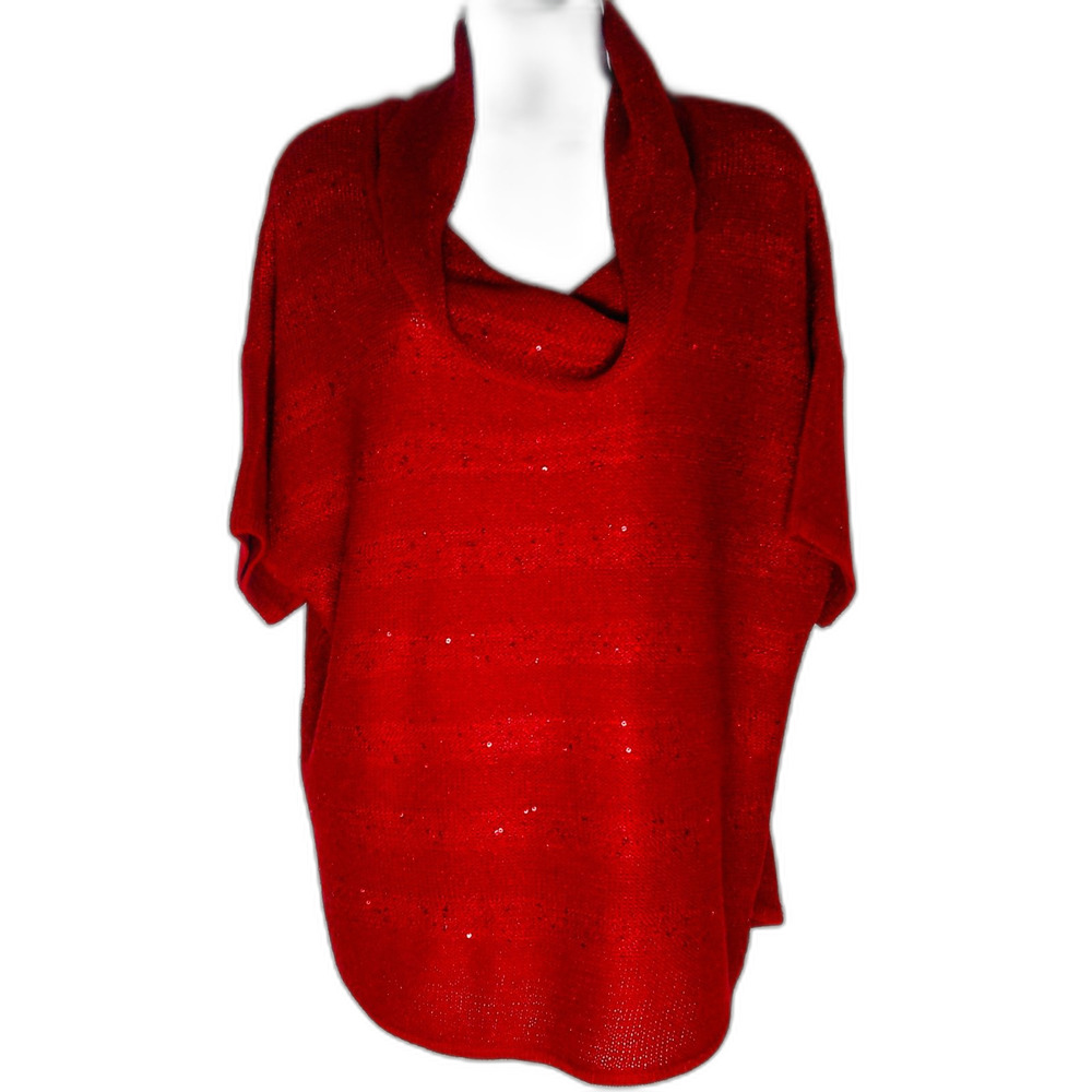 NEW DIRECTIONS RED SHORT DOLMAN SLEEVE KNIT SWEATER. WOMEN MEDIUM